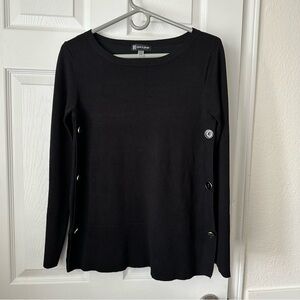 Cable & Gauge Black Sweater | Side Buttons | Small